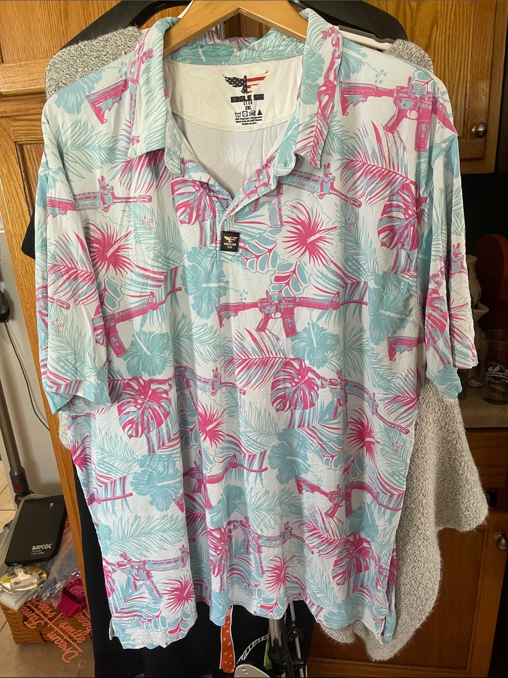 Eagle Six Tropical Rifle Hawaiian Floral Polo Shirt 2XL